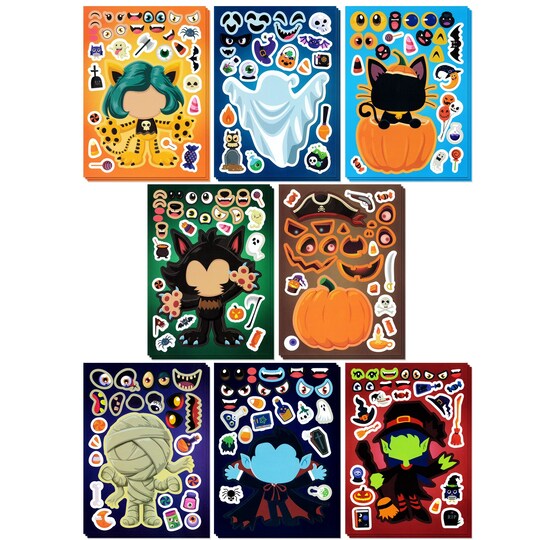 Wrapables; Wrapables Make Your Own Halloween Stickers, DIY Make a Face Sticker Sheets, Halloween Crafts and Activities, Party Favors (24 Sheets); Category:Stickers; Image:1
